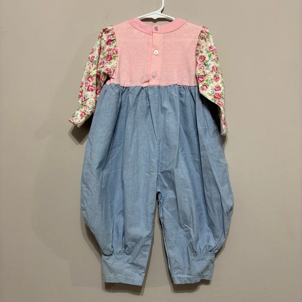 Vintage Carter's Pink and Blue Floral Romper